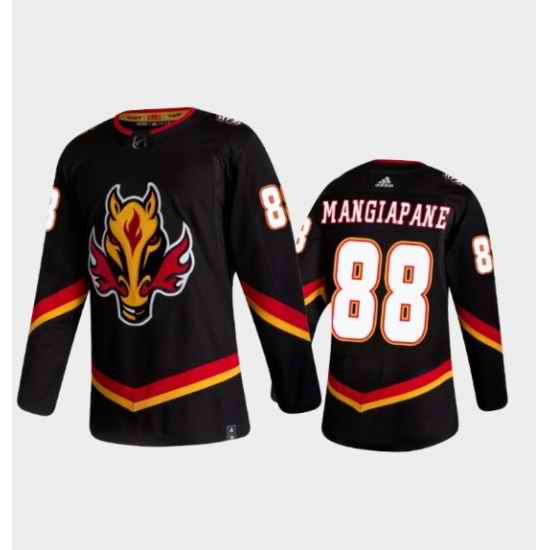Men Calgary Flames 88 Andrew Mangiapane 2020 21 Black Reverse Retro Stitched Jersey